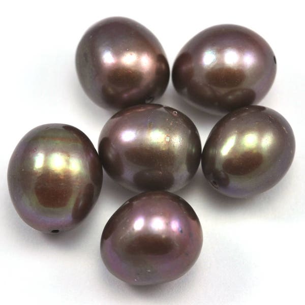 Bronze Copper Chocolate Brown Big Acorn Oval Freshwater Souffle Pearls for Jewellery Making