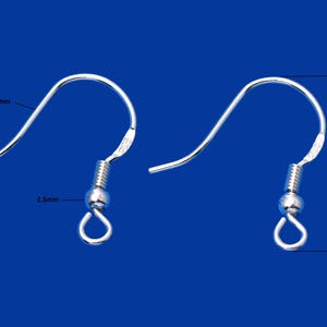 925 Sterling silver Earring Hooks - Silver Ear Wires - Earring Making Findings - Ball Coil Shepherd Fish Hook Nickel Free