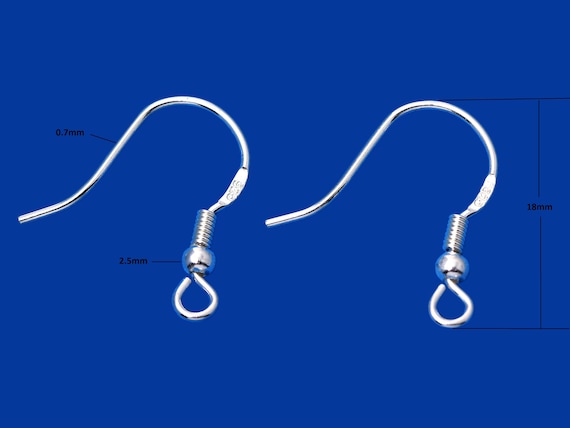 925 Sterling silver Earring Hooks - Silver Ear Wires - Jewelry Supply  Findings - Ball Coil Shepherd Fish Hook Nickel Free