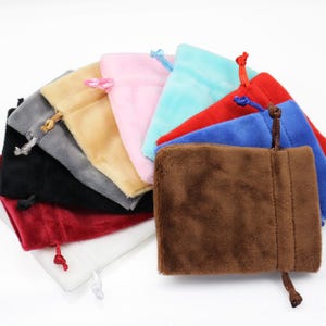 Velvet Jewellery Pouches Wholesale 8cm x 10cm , Small Drawstring Gift Bags Thick Soft High Quality - (3.1"x 3.9")