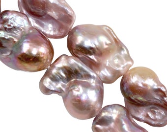 Large Nucleated Fireball Mauve Pink Genuine Freshwater Pearls Jewellery Making 15-20mm