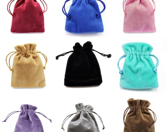 Velvet Jewellery Pouches 8cm x 10cm , Small Drawstring Gift Bags Thick Soft High Quality - (3.1"x 3.9")