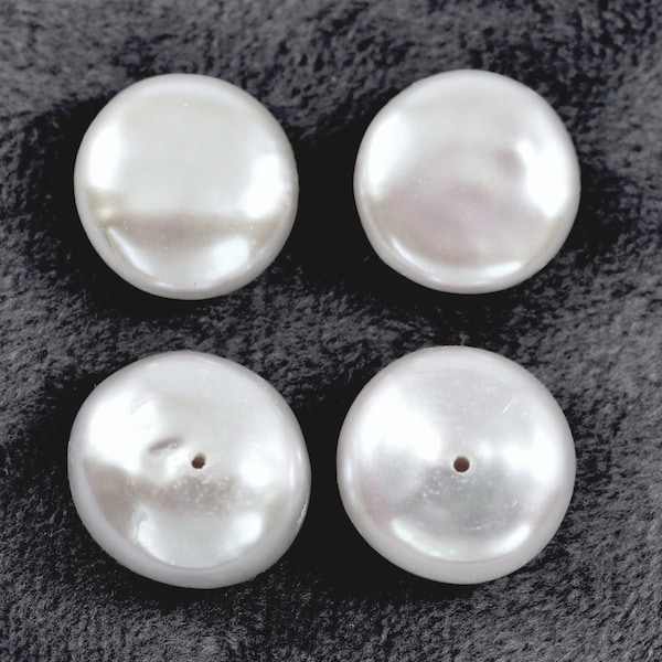 Perles d'eau douce pièce blanche disque plat semi-percé pour la fabrication de clous de boucles d'oreilles 11-12mm