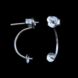 Curved Double Earring Posts 925 Sterling Silver Bowl Stud Findings for Jewellery Making Craft image 2