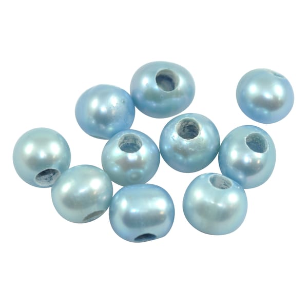 10x 3mm Grand trou bleu pâle près de perles rondes d’eau douce pour la fabrication de bijoux 8mm