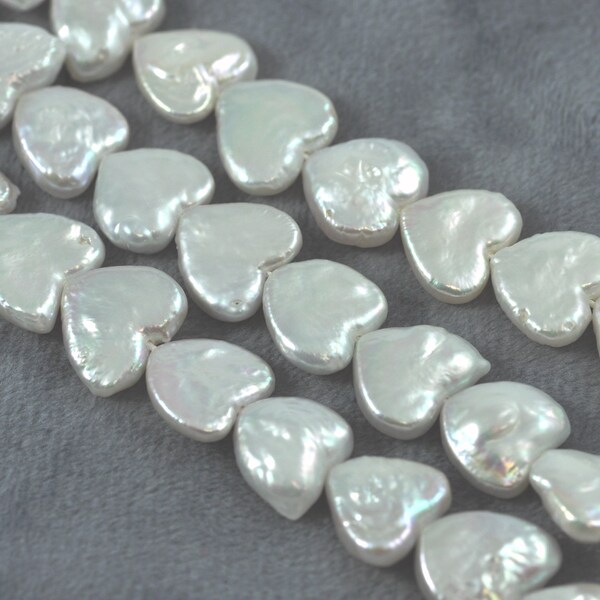 Ivory White Hearts Freshwater Pearls Top-drilled for Jewellery Making A