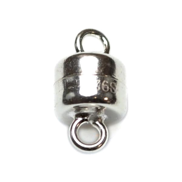 Cierre magnético de plata de ley 925 auténtica para joyería, cierre de 6 mm.