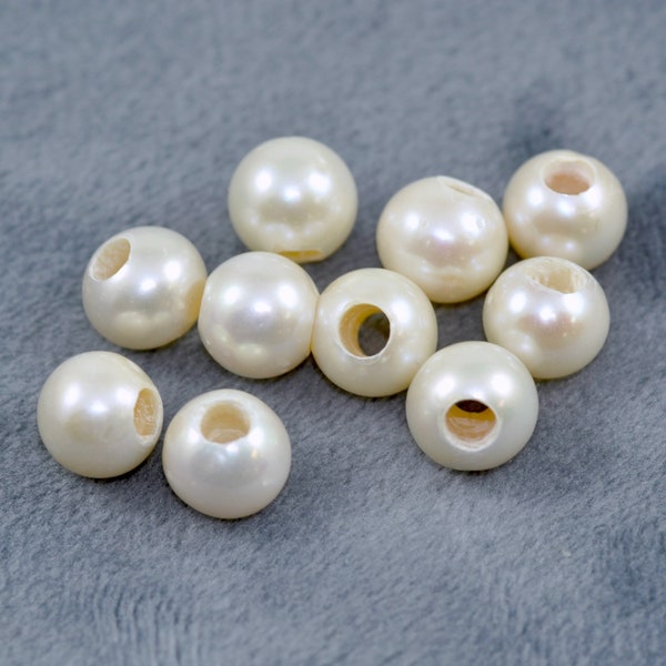 3mm Large Hole White Near Round Freshwater Pearls for Jewellery Making 8-9mm