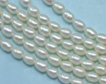 Ivory White Rice Oval Teardrop Freshwater Pearls Beads for Jewellery Making