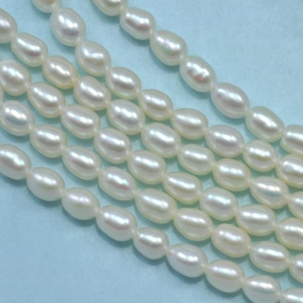 Ivory White Rice Oval Teardrop Freshwater Pearls Beads for Jewellery Making