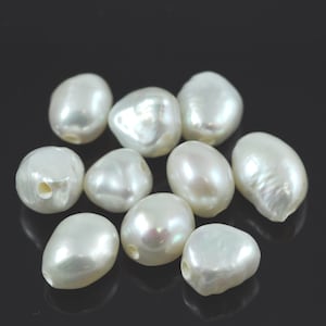 2mm Big Large Hole White Baroque Freshwater Pearl Beads for Jewellery Makingx 10 Pearls
