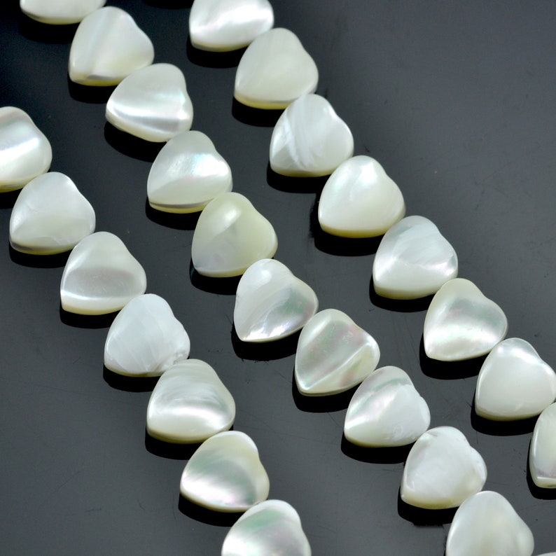 Cream ivory white sea shell mother of pearl beads for jewellery making Heart 8mm