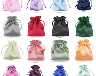 Jewellery pouches , wedding favor gift  bags in silky satin with a draw-string size - 10 cm x 14 cm