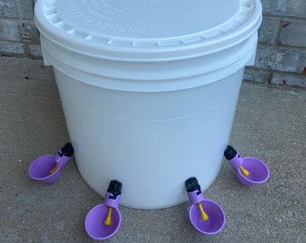 4 Pc AUTOMATIC CHICKEN Water Feeders 3.5 gallon, Easter Special Lavender Cups, Made in USA