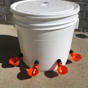 4 Pc AUTOMATIC CHICKEN Water Feeder 3.5 gallon, White, Summer & Labor Day Made in USA Free shipping