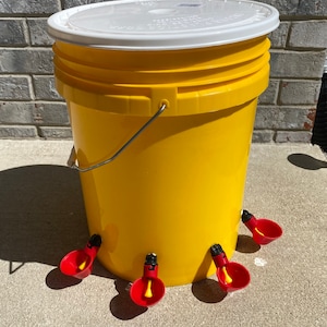 Automatic Chicken Waterer: Christmas New Year  Special Yellow Bucket Water Feeder