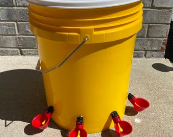 AUTOMATIC CHICKEN Waterer, Yellow Bucket Water Feeder, Mother's Day Special, Pullets, See our DiY Kits Free shipping