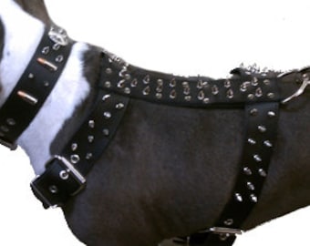 Spiked Leather Dog Harness Made In The USA and Waterproof, highest quality, best price, Free Shipping