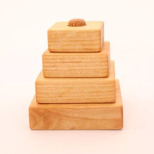 Wooden pyramid Square stacking toy Natural Learning toy | Etsy