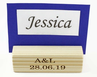 Set of 15 personalized wooden card holders | Table number holder | Wood wedding decor | Name tag holder | Wedding decor