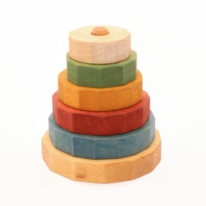 Wooden pyramid | Round stacking toy | Colourful | Coloured | Learning toy | Ring stacker | Motor skills | Birthday gift