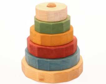 Wooden pyramid | Round stacking toy | Colourful | Coloured | Learning toy | Ring stacker | Motor skills | Birthday gift