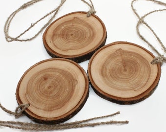 Set of 5 cherry tag slices | 2,4 -3,2" | wooden tags | wooden slice tags | Cherry slices | Branch slices | DIY name tags