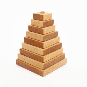 Wooden pyramid | BIG SIZE | 17cm/6,7 in | Stacking toy | Learning toy | Wood toy