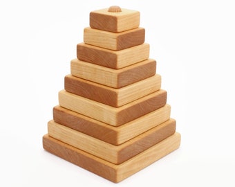 Wooden pyramid | BIG SIZE | 17cm/6,7 in | Stacking toy | Learning toy | Wood toy