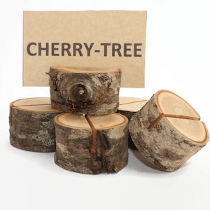 Conjunto de 10 titulares de tarjetas de lugar de cerezo / Decoraciones de boda woodland / Titulares de tarjetas de boda rústicas / Titulares de tarjetas de nombre / Titulares de tarjetas de mesa