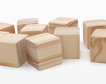 Set of 10 pine wooden blocks | 1 1/2 inch | 4 cm | Unfinished wood blocks | Blocks with extra sanded corners| Square blocks | Wooden cubes