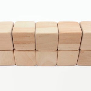 Set of 10 birch wooden blocks | 1.6 &quot; | 4cm | Natural wooden blocks | Extra rounded corners