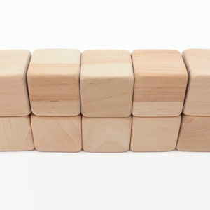 Set of 50 birch wooden blocks | 1.6 &quot; | 4cm | Natural wooden blocks | Extra rounded corners