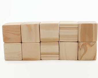 Set of 50 pine wooden blocks | 1 1/2 inch | 4 cm | Unfinished wood blocks | Blocks with extra sanded corners| Square blocks | Wooden cubes