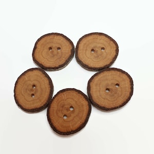 Set of 5 oak wooden buttons | 1 - 1.4 &quot; | Wood buttons | Eco friendly buttons | Buttons made of slices