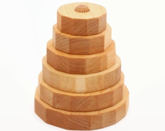 Wooden pyramid | Round stacking toy |  Learning toy | Montessori toys | Ring stacker | Motor skills | Birthday gift