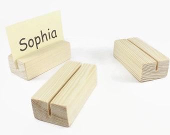 Set of 15 wooden card holders | Table number holder | Wood wedding decor | Name tag holder | Wedding decor | Natural card holders