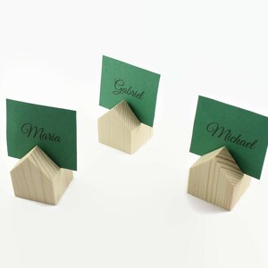 Juego de 10 casas portatarjetas / Tarjeteros de madera / Decoraciones de mesa de boda / Decoraciones de madera