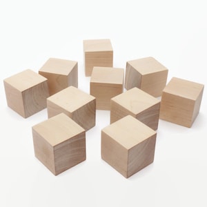 Set of 10 birch wooden blocks | 1.6 &quot; | 4cm | Natural wooden blocks | DIY | Crafting | Wooden cubes