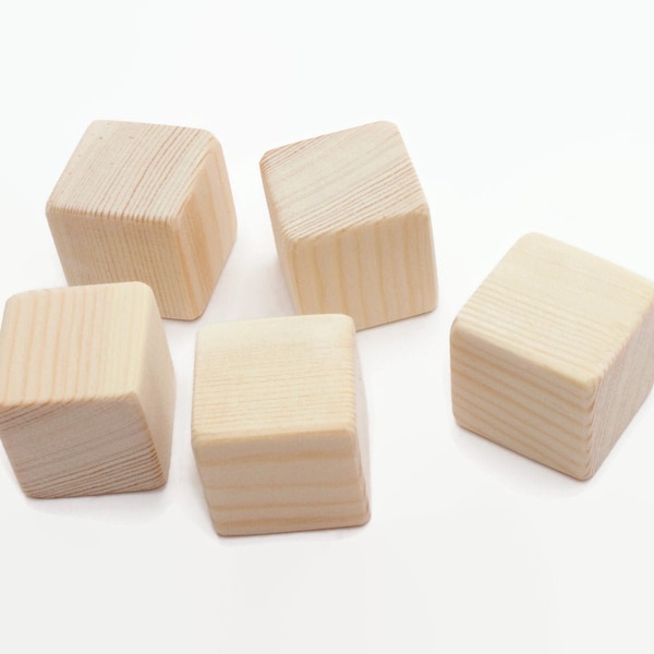 Ensemble de blocs de bois de pin de 30, 40, 50 1 pouce |1 » | Blocs inachevés | Cubes en bois| Coins arrondis supplémentaires