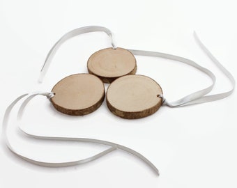 Set of 10 wooden tags | 2-3" | Branch slices | Wood tags | DIY name tags | Wooden tags with ribbons