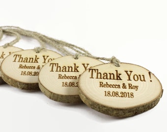 Set of 50 personalized wooden tags | 2-3" | wooden name tag | thank you tags | wooden gift | wedding decors | thank you hang tags | wood tag