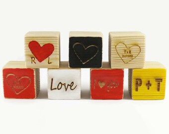 Valentine's day blocks. personalized valentines day blocks. love wood blocks. romantic blocks. Valentines gift idea