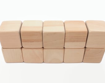 Set of 10 birch wooden blocks | 1.6 &quot; | 4cm | Natural wooden blocks | Extra rounded corners