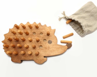 Wooden board game | Wooden toy | Hedgehog | Educational toy | Interesting gift for child| Scroll saw | Montessori toys | Pegs