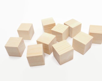 Set of 40,50,60 1,2 inch / 3cm  pine wooden blocks | Unfinished blocks | Wooden cubes