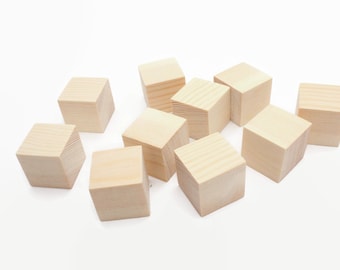 Set of 30, 40, 50 1 inch pine wooden blocks |1" | Unfinished blocks | Wooden cubes