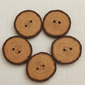 Juego de 5 botones de madera de roble / 1 - 1.4" / Botones de madera / Botones ecológicos / Botones hechos de rodajas