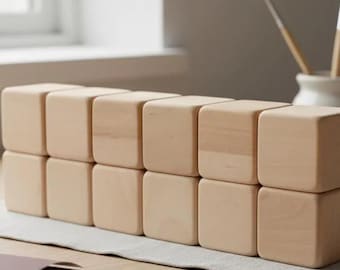 Set of 10 birch wooden blocks | 1.6 " | 4cm | Natural wooden blocks | Extra rounded corners