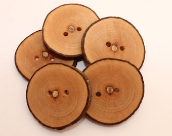 Set of 5 maple wooden buttons | 0.8 - 1.2 " | Wood buttons | Natural wooden buttons | Buttons made of slices
